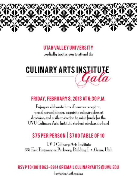UVU Culinary Arts Gala Invitation